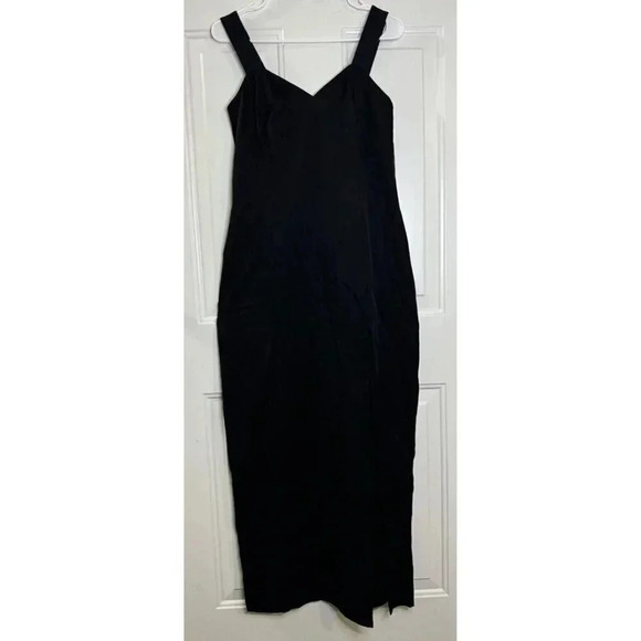 CACHE Vintage Black Square Neck Maxi Dress Size 10 Y2K Sleeveless 90s Goth Fairy - Picture 3 of 13